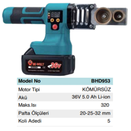 BHD PRT953 AKÜLÜ DİJİTAL PPRC BORU KAYNAK MAKİNESİ 